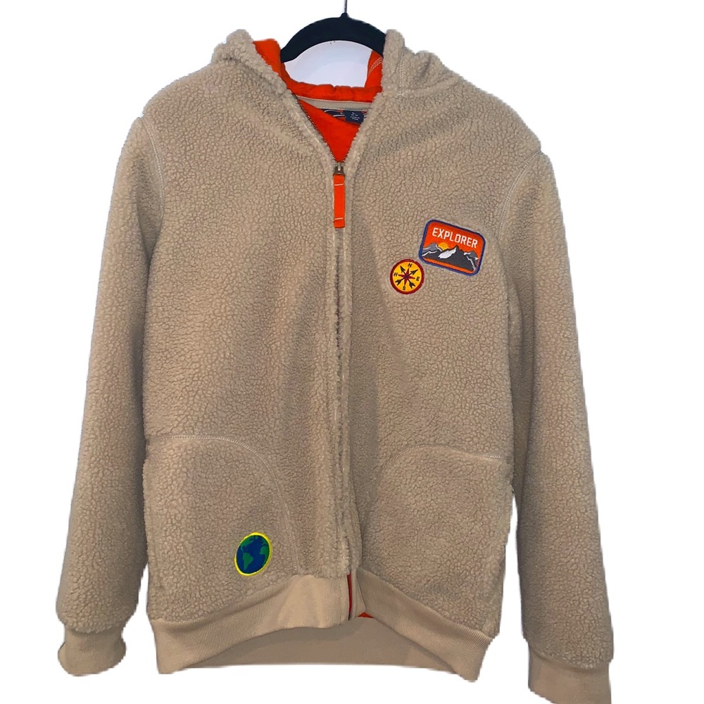 Lands End Zip Sherpa Hoodie Boys Size L (14-16)